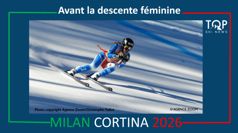 Affiche annonçant la descente féminine des JO 2026 à Cortina