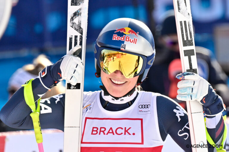 Lindsey Vonn en équipement de course avant les JO de Milan-Cortina