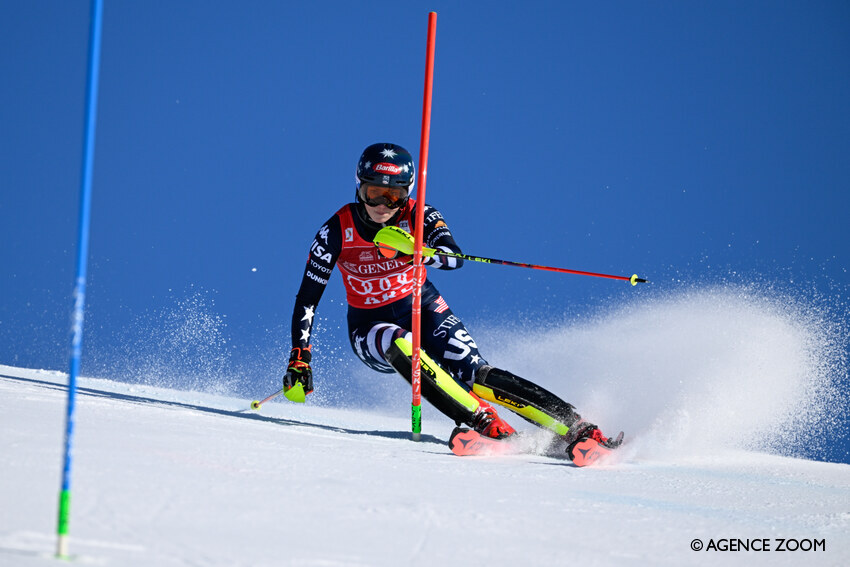 Mikaela Shiffrin racing slalom during her World Cup winning season
