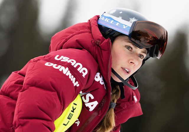 Mikaela Shiffrin in race gear ahead of the World Cup Finals